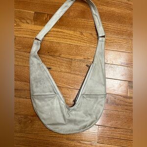 Gray Leather Sash crossbody sling bag leather